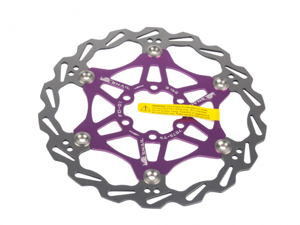 Ротор дискового тормоза 160мм на 6 болтов SNAIL FD-01 фиолетовый